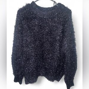 Zara Shimmering Black Crew Neck Sweater